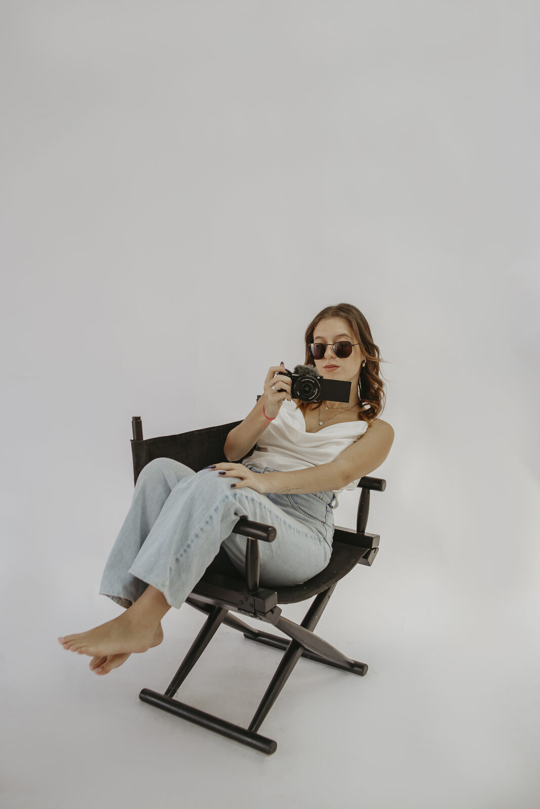 Creator profissional na cadeira de diretor